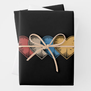 Vintag Hearts Cool Retro Valentinstag Geschenk Geschenkpapier Set