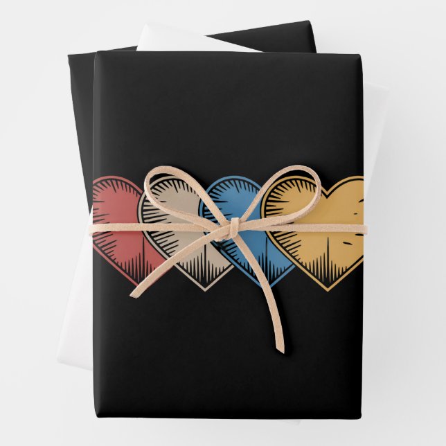 Vintag Hearts Cool Retro Valentinstag Geschenk Geschenkpapier Set (Beispiel)