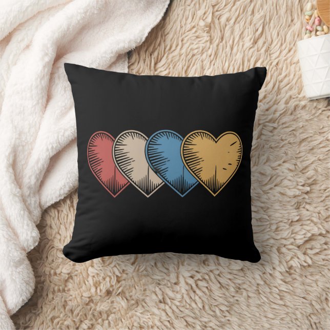Vintag Hearts Cool Retro Valentinstag Geschenk Kissen (Decke)