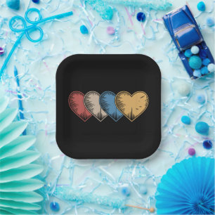 Vintag Hearts Cool Retro Valentinstag Geschenk Pappteller