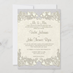 Vintag Hearts Country Violet Einladung