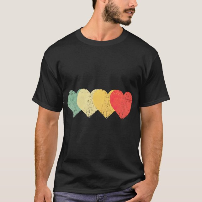 Vintag Hearts Retro Valentinstag T-Shirt (Vorderseite)