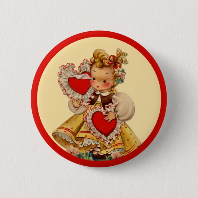 Vintag Hearts Sweetheart Button (Vorderseite)