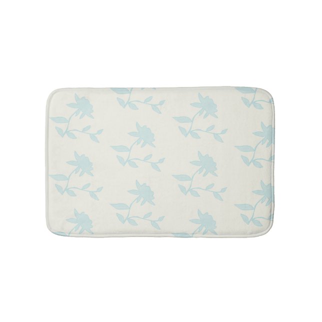 Vintag | Hellblaue Blumen Bath Mat Badematte (Vorderseite)