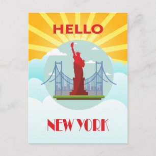 Vintag Hello New York Travel Postkarte