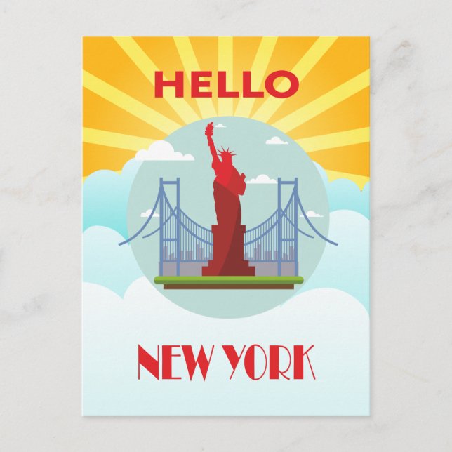 Vintag Hello New York Travel Postkarte (Vorderseite)