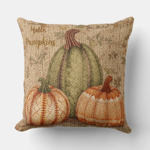 Vintag, Hello Pumpkins mit Crochet Style, Kissen