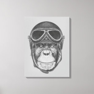 Vintag Helmet Chimpanzee Leinwanddruck