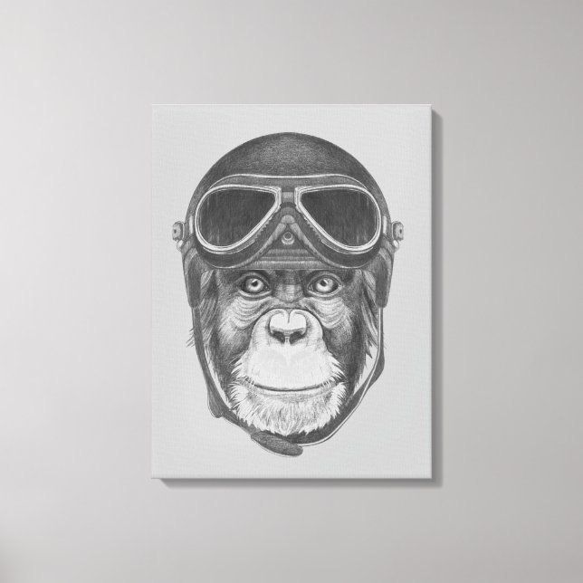 Vintag Helmet Chimpanzee Leinwanddruck (Vorderseite)