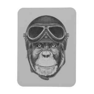 Vintag Helmet Chimpanzee Magnet
