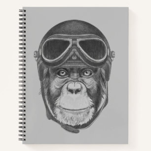 Vintag Helmet Chimpanzee Notizbuch
