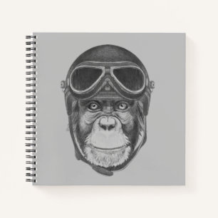 Vintag Helmet Chimpanzee Notizbuch