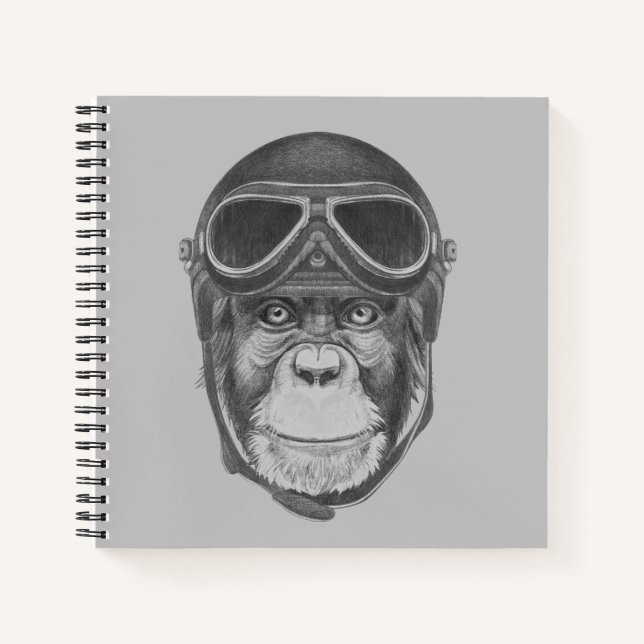 Vintag Helmet Chimpanzee Notizbuch (Vorderseite)