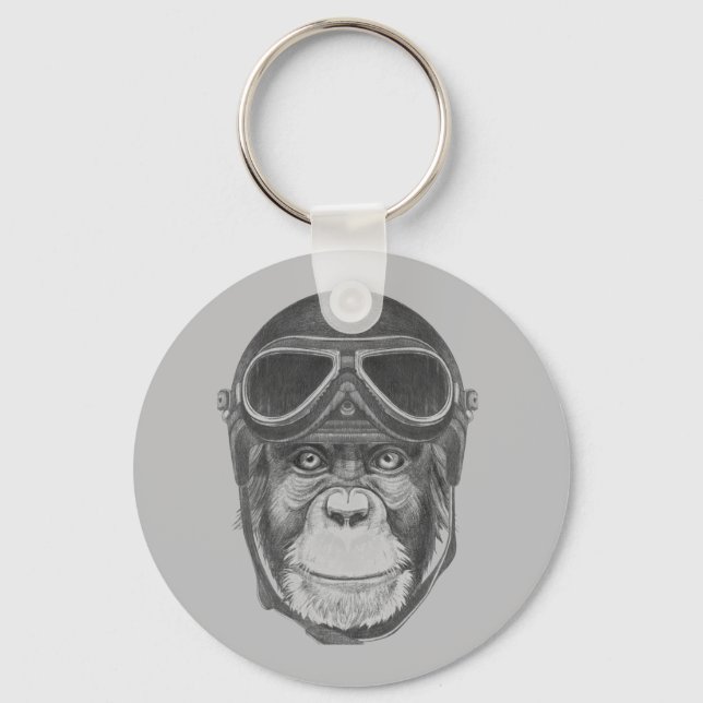 Vintag Helmet Chimpanzee Schlüsselanhänger (Vorderseite)