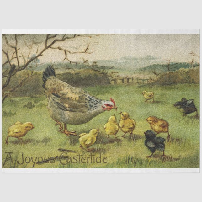 Vintag Hen Osterferien Seidenpapier (Vorderseite)