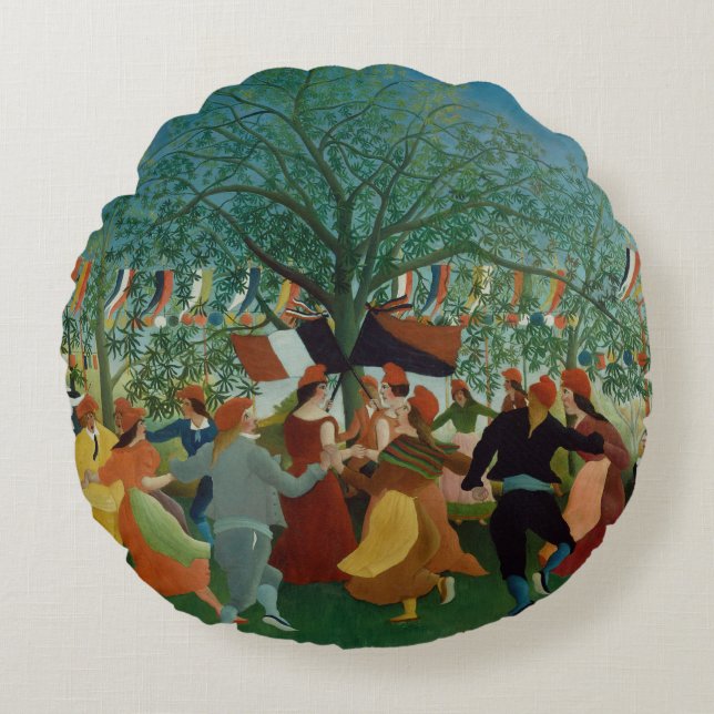 Vintag Henri Rousseau Centennial of Independence Rundes Kissen (Vorderseite)