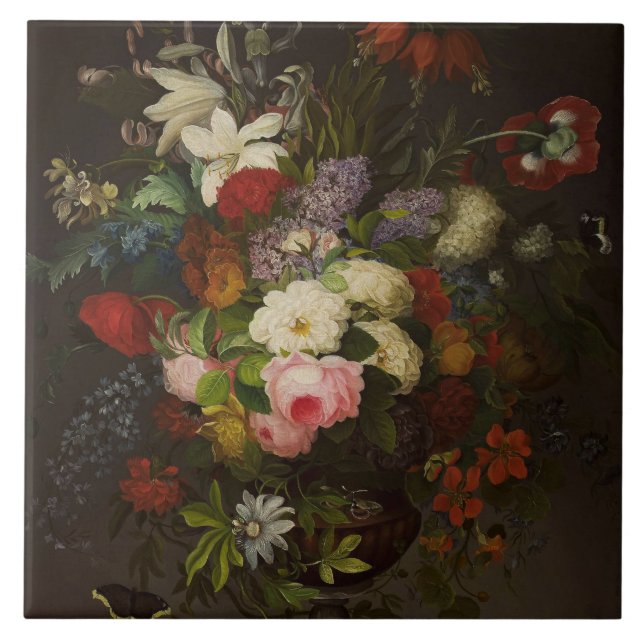 Vintag Henryka Beyer Blume Fliese (Vorderseite)