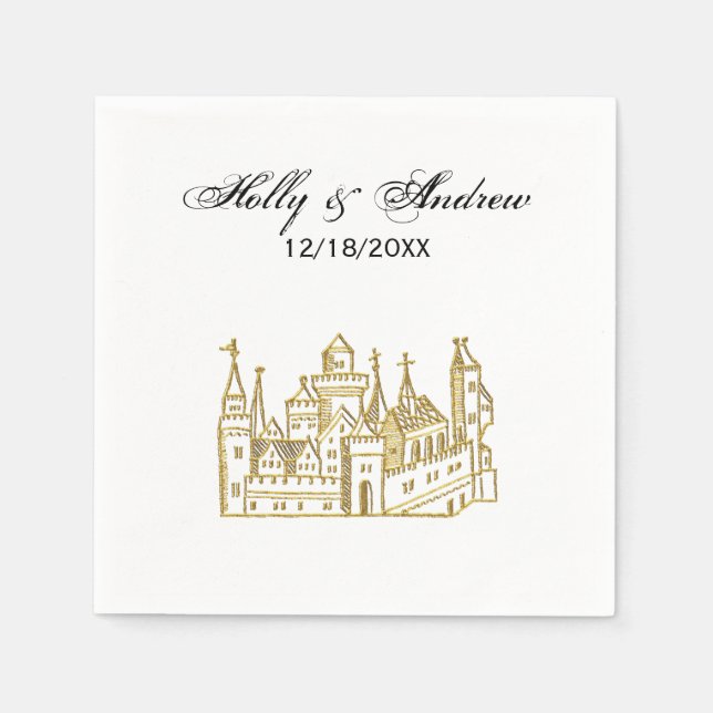 Vintag Heraldic Castle #2 Wappen Imitate Gold Serviette (Vorderseite)