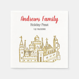 Vintag Heraldic Castle #2 Wappen Imitate Gold Xmas Serviette