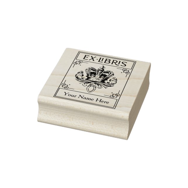 Vintag Heraldic Crown Ex Libris Gummistempel (Stempel)