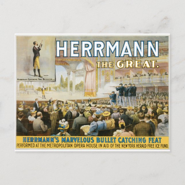 Vintag Herermann The Great Magic Poster Postkarte (Vorderseite)