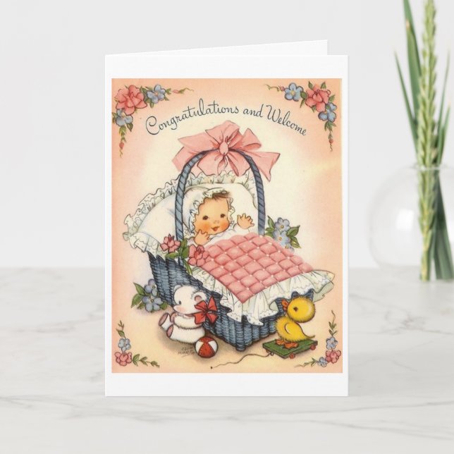 Vintag - Herzlichen Glückwunsch & Willkommen bei B Karte (Vorderseite)