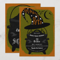 Vintag Hexe Cauldron Green Halloween-Party Retro