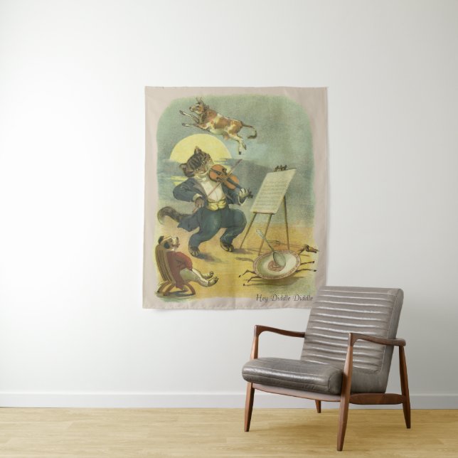 Vintag Hey Diddle Diddle Kinderzimmer Rhyme wieder Wandteppich (Beispiel)