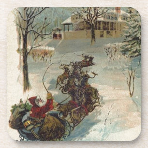 Vintag Hier kommt der Weihnachtsmann Untersetzer
