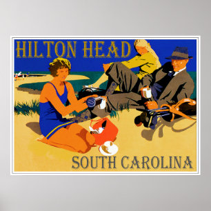 Vintag Hilton Head Beach Szene Poster