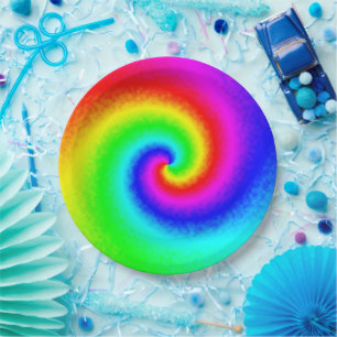 Vintag Hippie Boho Gefärbte Krawatte Psychedelic T Pappteller