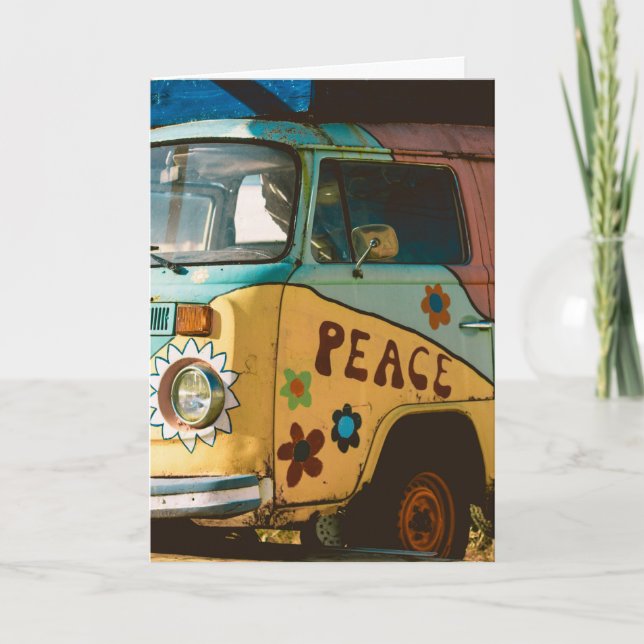 VINTAG HIPPIE VAN FUNNY GREETY BIRTHDAY CARD DANKESKARTE (Vorderseite)