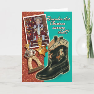 Vintag Hobby Horse Cowboy Retro Weihnachtskarte Feiertagskarte