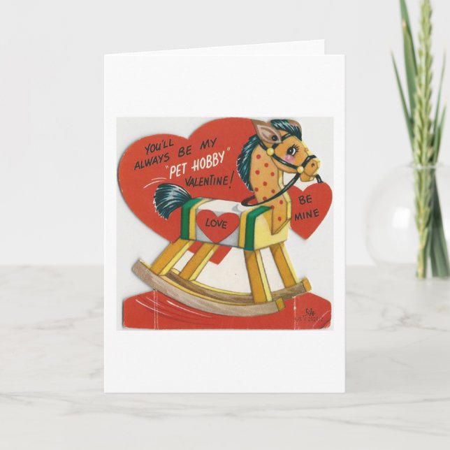 Vintag Hobby Horse Valentine Feiertagskarte (Vorderseite)