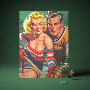 Vintag Hockey Girl Puzzle