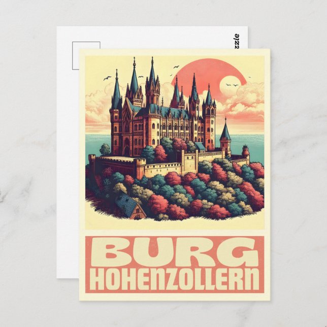 Vintag Hohenzollern Burg Burg Hohenzoller Geschenk Postkarte (Vorne/Hinten)