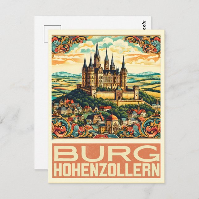 Vintag Hohenzollern Burg Burg Hohenzoller Geschenk Postkarte (Vorne/Hinten)