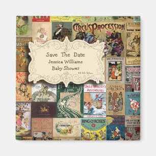 Vintag holen Sie eine Buch-Save the Date Magnet