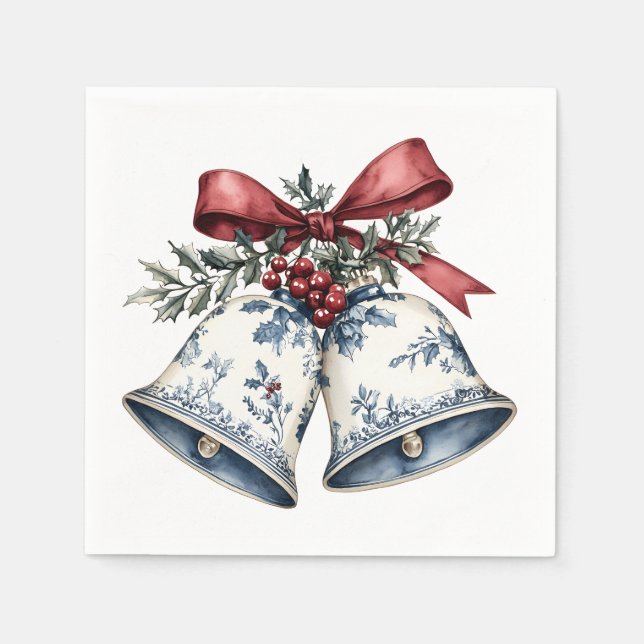 Vintag Holiday Bells Napkins Serviette (Vorderseite)