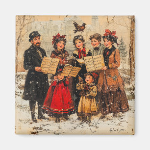 Vintag Holiday Carolers Magnet