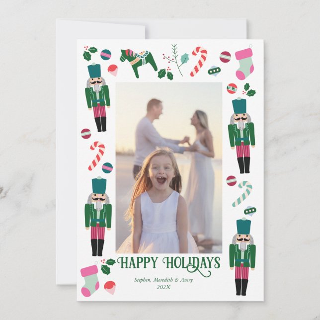 Vintag Holiday Nutcracker Weihnachtsfotokarte Feiertagskarte (Vorderseite)