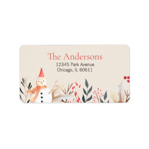 Vintag Holiday Snowman Weihnachtsadresse Adressaufkleber