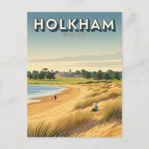 Vintag Holkham Norfolk England Travel Postkarte