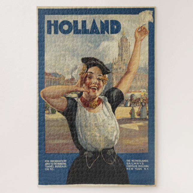 Vintag Holland Air Travel Illustration Puzzle (Vertikal)