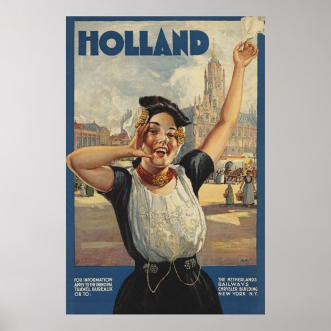 Vintag Holland Air Travel Poster (Vorne)