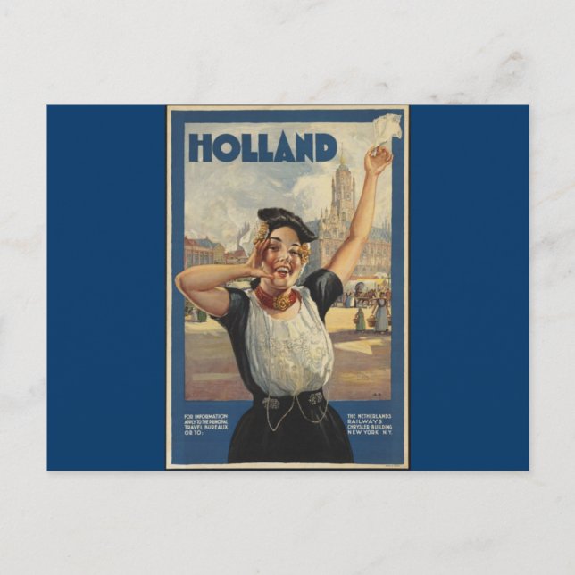 Vintag Holland Air Travel Postkarte (Vorderseite)