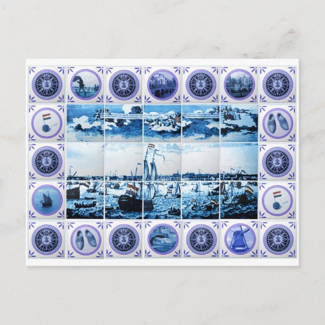 Vintag Holland Delsoftware Style Mural Postcard Postkarte (Vorderseite)