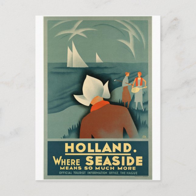 Vintag - Holland Travel Poster Postkarte (Vorderseite)