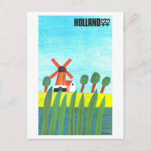 Vintag Holland Windmill Travel Poster Postkarte
