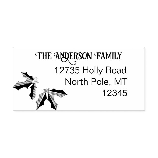 Vintag Holly-Adresse Gummistempel (Prägung)